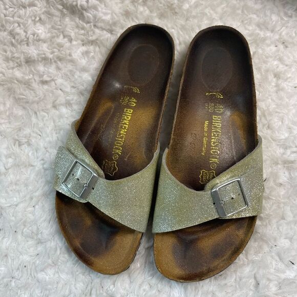 Birkenstock Madrid Matte Metallic glitter silver and Gold silver buckle … - Picture 4 of 10